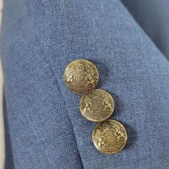Wall Street Mens 44S Nautical Blue/ Gold Lion 2 Button Sports Coat Blazer Jacket - Picture 6 of 12